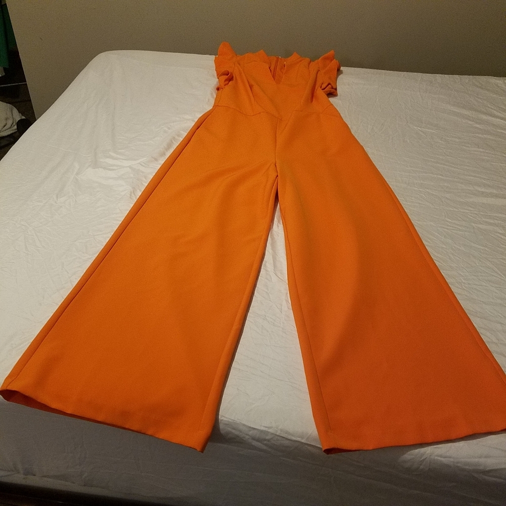 Women size medium orange wide leg Jumpsuit